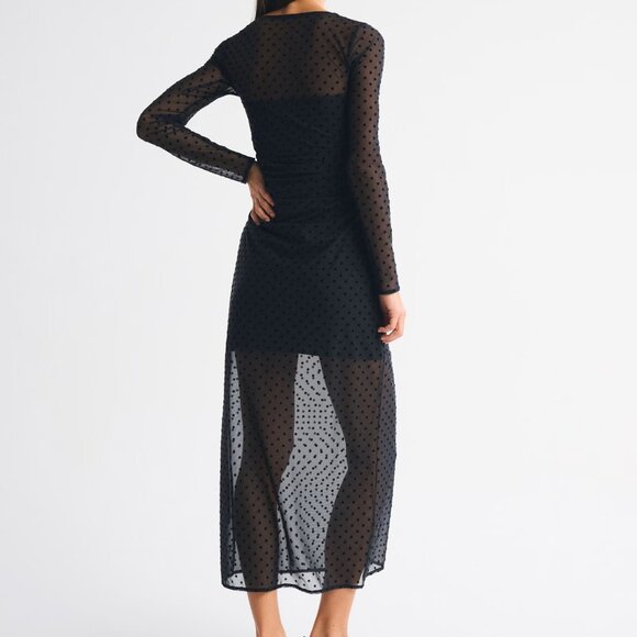 Abercrombie & Fitch Bra-Free Long-Sleeve Mesh Maxi Dress NWT - Picture 4 of 4